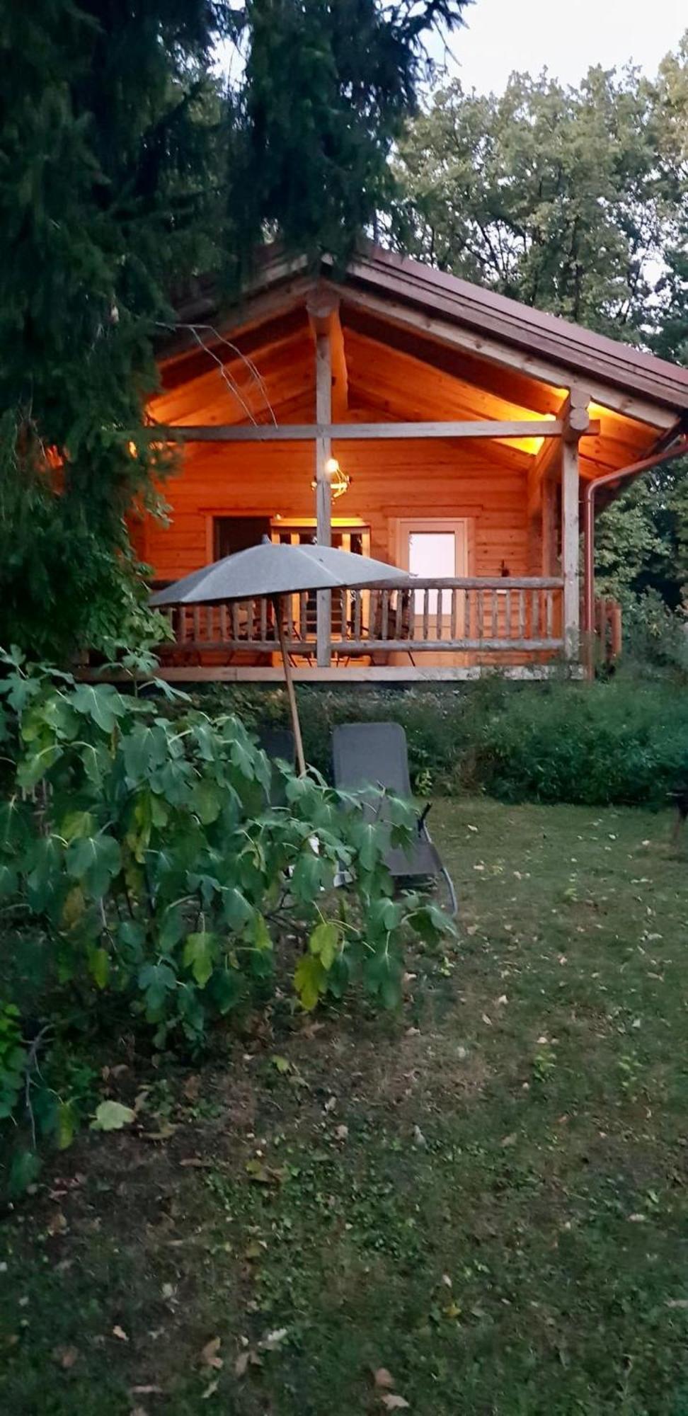 Blockhaus Chalet Mit Beheizbarem Badefass Und Infrarotsauna Auf Der Terrasse Oberschützen Exteriér fotografie